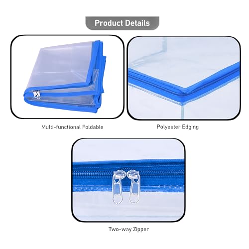 MBW Clothes Organiser for Wardrobe, Saree Covers with zip, Saree Organizer for Wardrobe, Clothes Storage Bag, Saree Bags Storage, Saree Covers for Storage, Transparent (Sky blue - Pack of 12) - Image 5