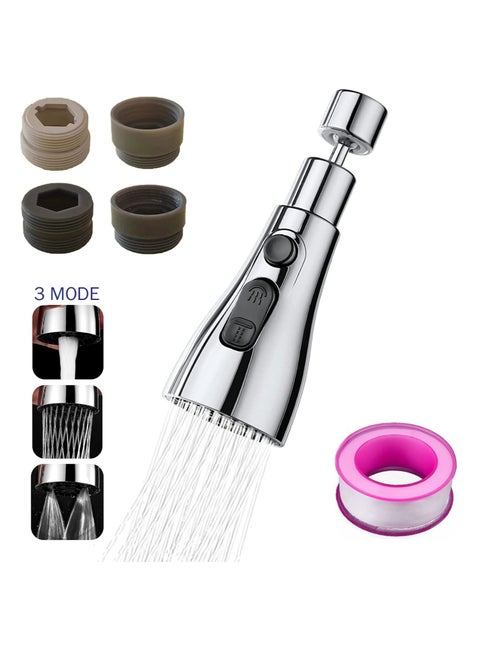 Kitchen Tap Spray Head, 360° Swivel Spout Faucet Extender 3 Modes, High Pressure Water Faucet Sprayer Aerator Attachment, FM22 FM24 G1/2 Kitchen Sink Tap Nozzle Replacement Head with Adapters