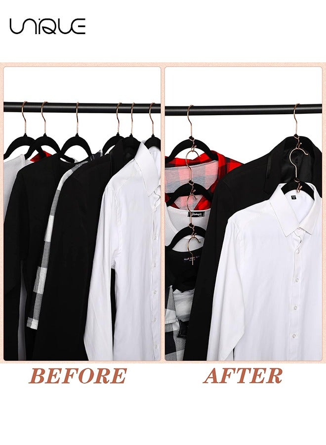 Unique 15 Pieces Clothes Hanger Connector Hooks, Metal Hanger Extender Hooks Hanger Hooks for Velvet Hangers Plastic Wooden Closet Space Saving - Rose Gold  - Image 3