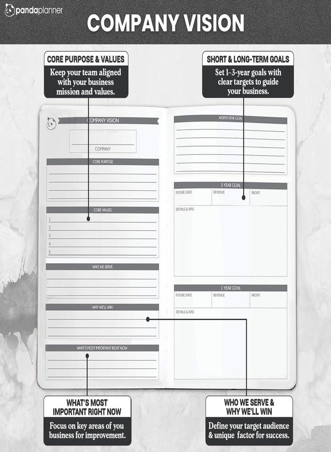 Panda Planner 2025-2026 Business Planner - Undated Daily Work Planner for Professionals & Entrepreneurs - 90 Day Organizer with Goals, KPI Tracker, Monthly Weekly Layout - Compact 8.25” x 5.75” (Black) - Image 5