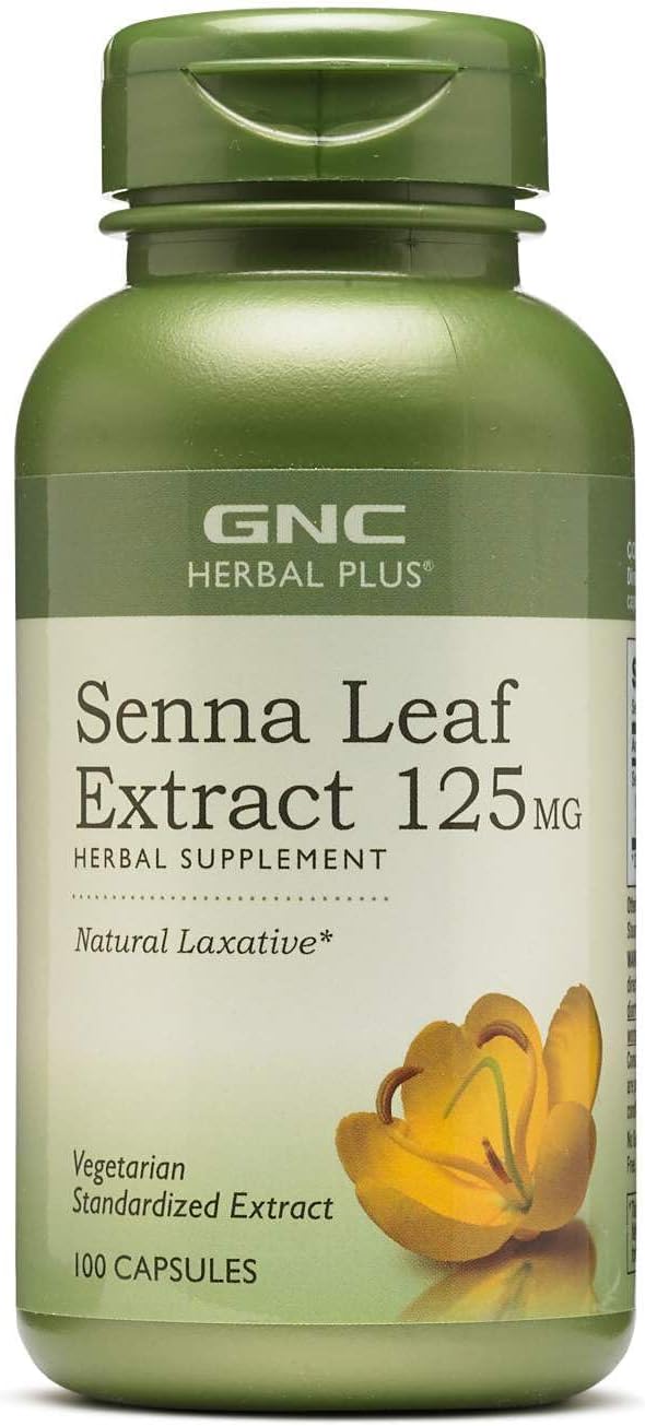 GNC Herbal Plus Senna Leaf Extract 125mg 100 Capsules A Natural Laxative - Image 1