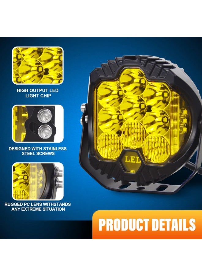 5 inch 50W Amber Yellow Side Shooter LED Work Light Bar Off Road Driving Light Spot Flood Combo Driving Lamp IP67 Waterproof Fog Lights for JP Truck ATV SUV Car Boat,10-30V - Image 2