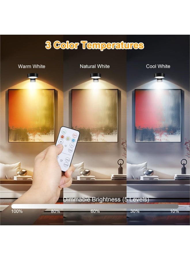 BIGTHREE Picture Lights for Wall, Battery Operated LED Painting Light, Magnetic Art Display Lighting with Remote, Control Dimmable & Timer, Wall Lights for Decor Poster (3-Color Variable) - Image 3