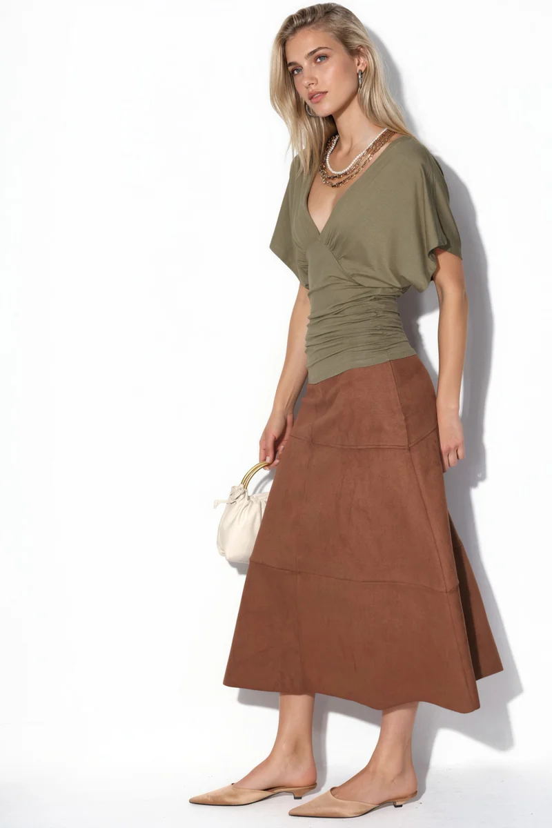 Busem BUSEM Slim Fit V-Neck Jersey Blouse