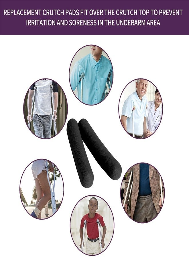 ZIYIZE Replacement Crutch Pads, 2 Pack Crutch Padding, Underarm Crutch Pads, Replacment Cushion Tops Axillary Support Double Crutches Accessories Black - Image 5