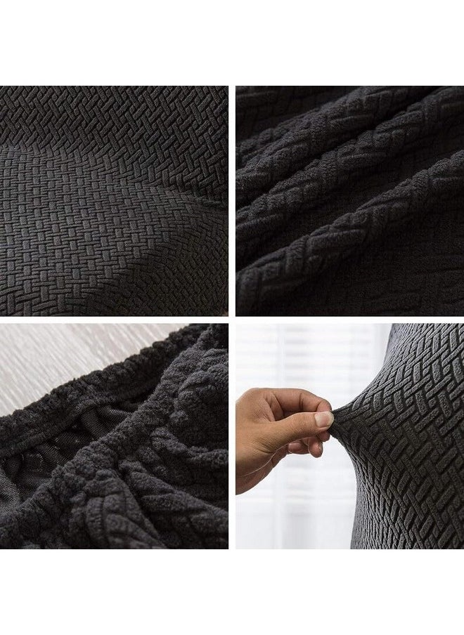 Styleys Styleys Elastic Chair Cover Stretch Removable Washable Short Jacquard Dining Chair Cover Protector Seat Slipcover (Pack of 6, Black, JCMC3)  - Image 3