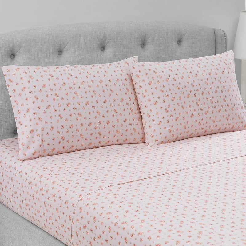 Modern Threads Modern Threads 100 Microfiber Bedsheet Set Premium Soft Bed Cover Deep Pocket Elastic Fitted Sheet Flat Sheet 2 Pillowcases Rose Printed Blush 4 Piece Set Double Bed Queen Size  - Image 2