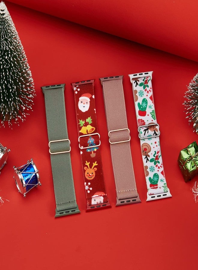 CCnutri Stretchy Nylon Solo Loop Bands Compatible with Apple Watch 38mm 40mm 41mm, Adjustable Braided Sport Elastic Wristbands Women Men Straps for iWatch Series Ultra/8/7/6/5/4/3/2/1/SE, 4 Packs - Image 4