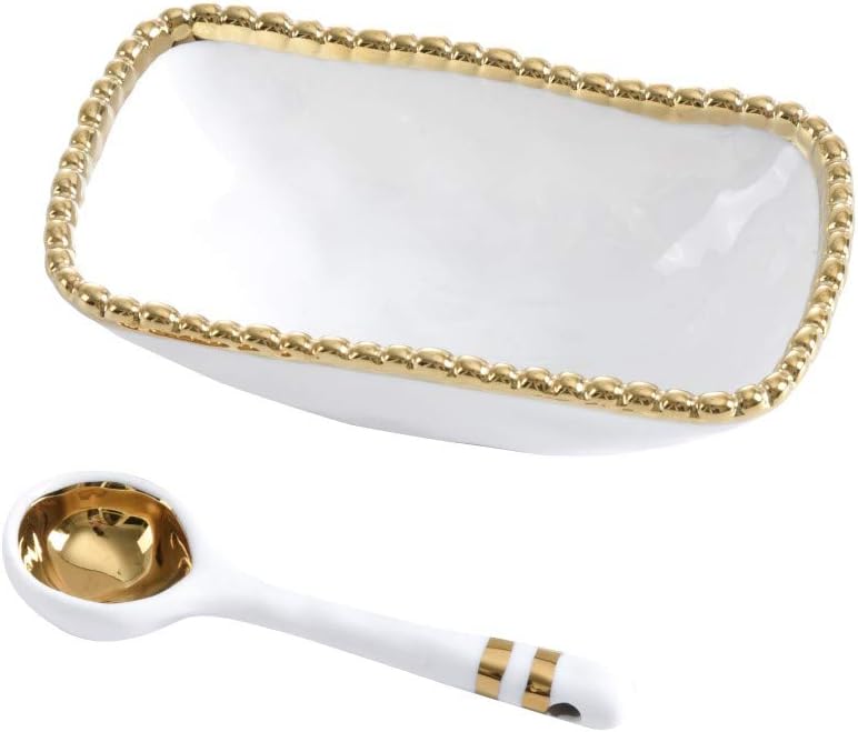 Pampa Bay Pampa Bay Get Gifty Bowl and Spoon Set Golden Bead Design  - Image 1
