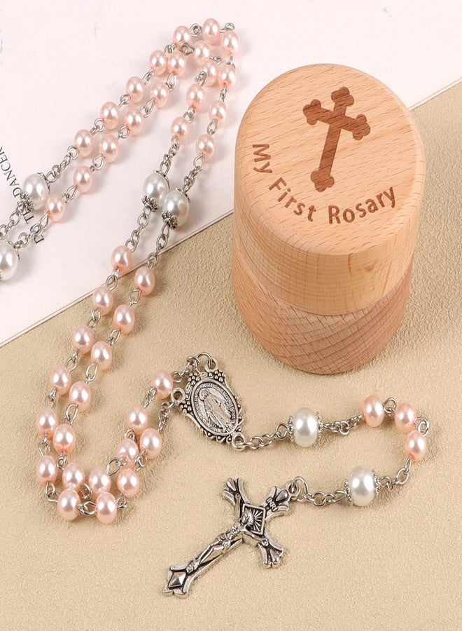 OEMOO My First Rosary Baptism Gifts Rosary Catholic Keepsake Box for Baby Shower First Communion Christian Beads Gifting Set (Pink) - Image 3