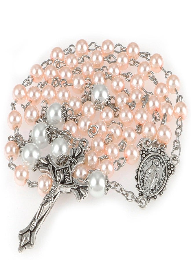 OEMOO My First Rosary Baptism Gifts Rosary Catholic Keepsake Box for Baby Shower First Communion Christian Beads Gifting Set (Pink) - Image 2