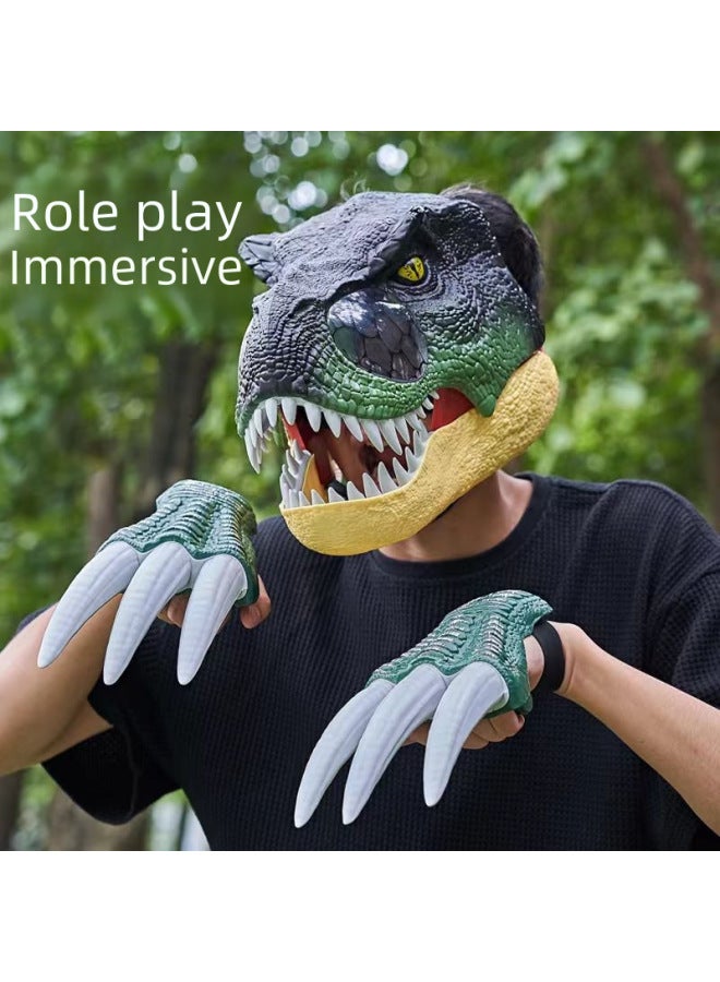 Loquat Electric Luminous Dinosaur Mask Mouth Movable Funny Headgear  Props Tyrannosaurus Mask Gift-Color:Green Tyrannosaurus Mask 【e-commerce Box】】 - Image 2