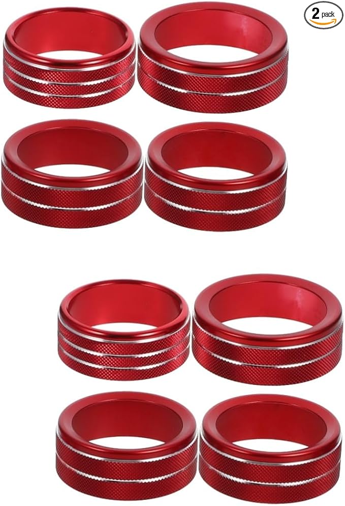 2 Pcs Red Car Air Conditioner Knob Cover Trim Decorative Console Easy Installation - Image 1