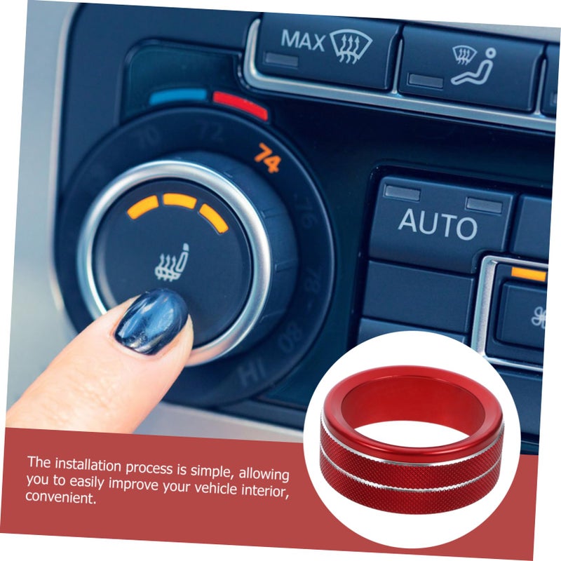 2 Pcs Red Car Air Conditioner Knob Cover Trim Decorative Console Easy Installation - Image 4