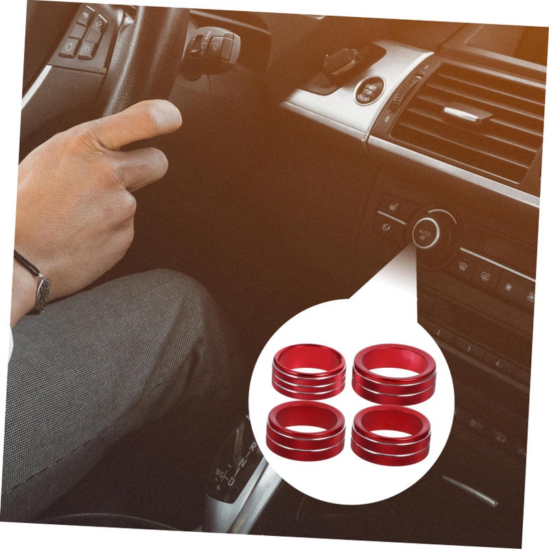 2 Pcs Red Car Air Conditioner Knob Cover Trim Decorative Console Easy Installation - Image 3