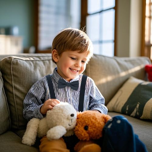 BEWDIO Toddler Suspenders and Bow Tie Set, Dark Gray Bowtie and Suspenders with 4 Strong Metal Clips (71-09) - Image 5