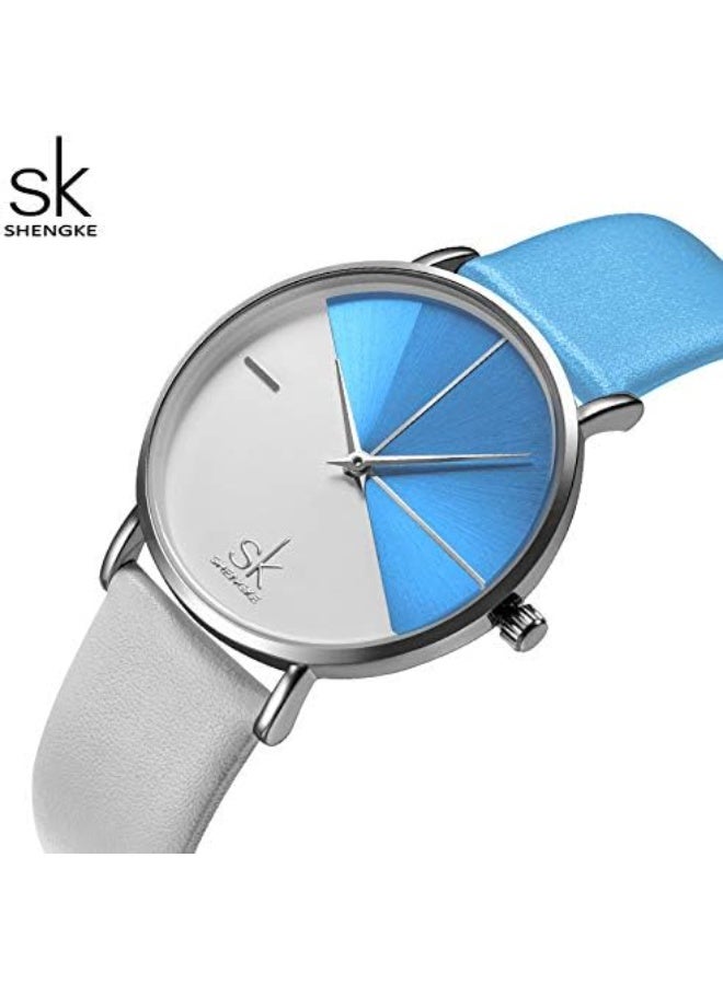 SHENGKE Creative Contrast Color Simplicity Women Watch Genuine Leather Elegant Women Watches Ladies Wristwatch - Image 2