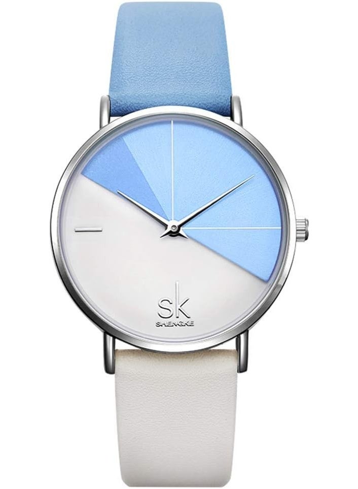 SHENGKE Creative Contrast Color Simplicity Women Watch Genuine Leather Elegant Women Watches Ladies Wristwatch - Image 1
