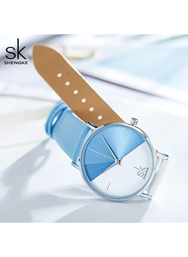 SHENGKE Creative Contrast Color Simplicity Women Watch Genuine Leather Elegant Women Watches Ladies Wristwatch - Image 3
