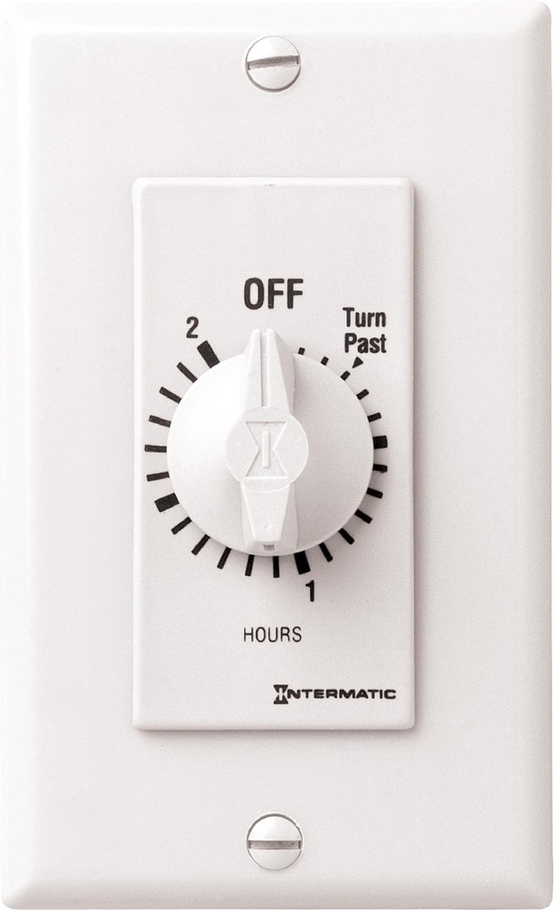 Intermatic FD2HW 2-Hour Spring-Loaded Automatic shut-off Wall Timer for Fans and Lights with Hold, White - Image 1