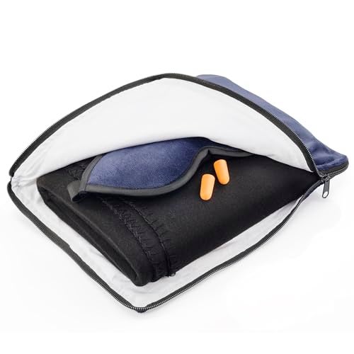 Lewis N. Clark Lewis N Clark Ultimate Comfort Set Portable Travel Kit for Airplane Includes Inflatable Pillow Zippered Carrying Case Cozy Fleece Blanket Eye Mask for Sleeping Foam Ear Plugs Black - Image 3