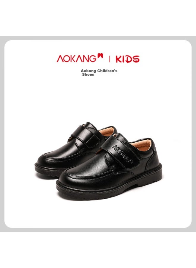 Aokang Boys' Leather Shoes, Spring And Autumn Style, Children's Performance Black Shoes, Genuine Leather Soft-soled, For Older Children, Black Boys' Flats, Performance Shoes - Image 2