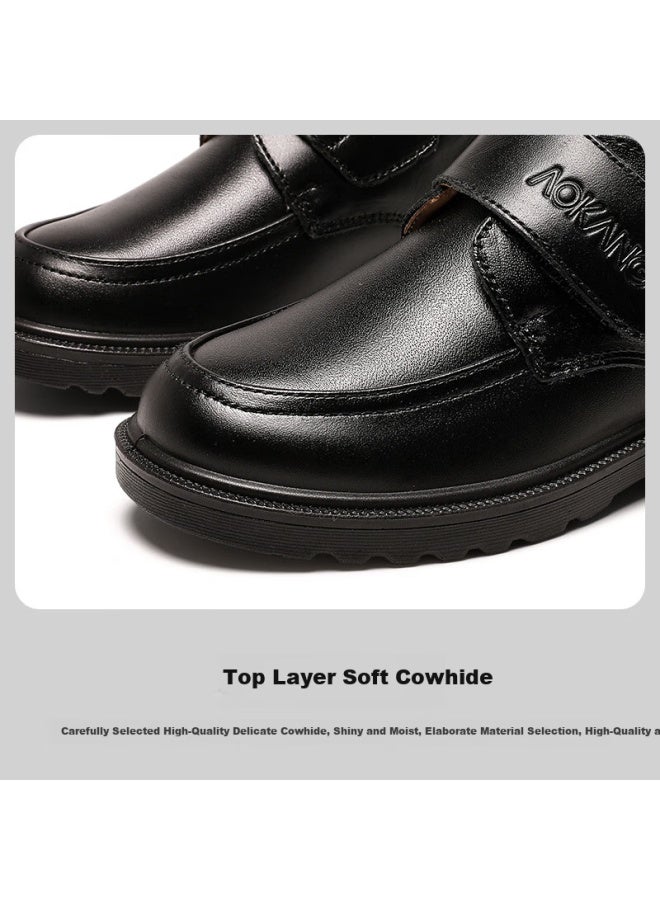 Aokang Boys' Leather Shoes, Spring And Autumn Style, Children's Performance Black Shoes, Genuine Leather Soft-soled, For Older Children, Black Boys' Flats, Performance Shoes - Image 3