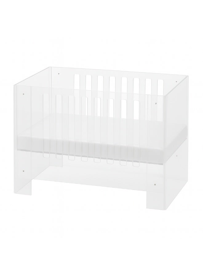 LAMSIT IBDAA Acrylic Baby Bed – 80x60x80 cm – Clear Modern Toddler Crib with High-Density Foam Mattress – Luxury Transparent Cradle for Babies up to 6 Months – Easy Assembly & Safe Design - Image 1