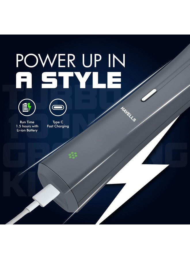 Havells Turbo 10 In 1 Grooming Kit | Hair,Face, Ear & Nose | No Nicks & Cuts | Gs6110 - Image 2