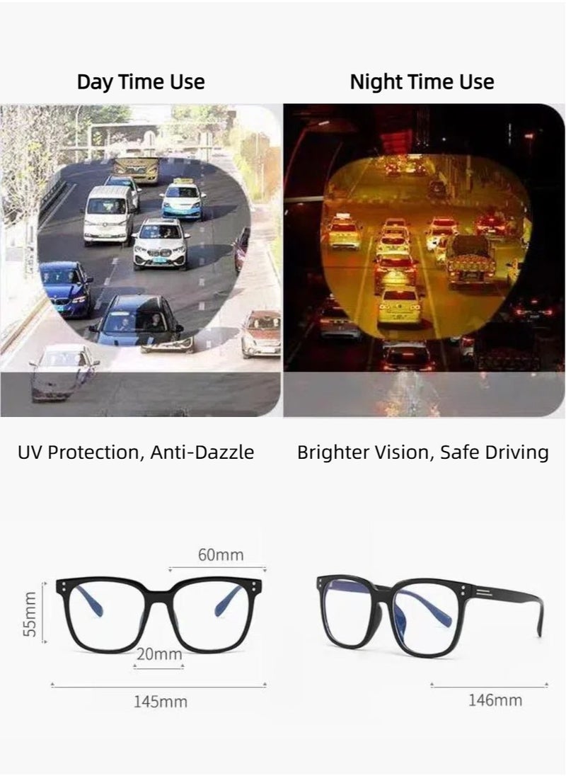 4-in-1 Magnetic Clip-On Sunglasses Set, Anti Blue Light Glasses with Magnetic Polarized and Night Vision Lens, Versatile Eyewear for Day and Night Use, for Men and Women, Multicolor