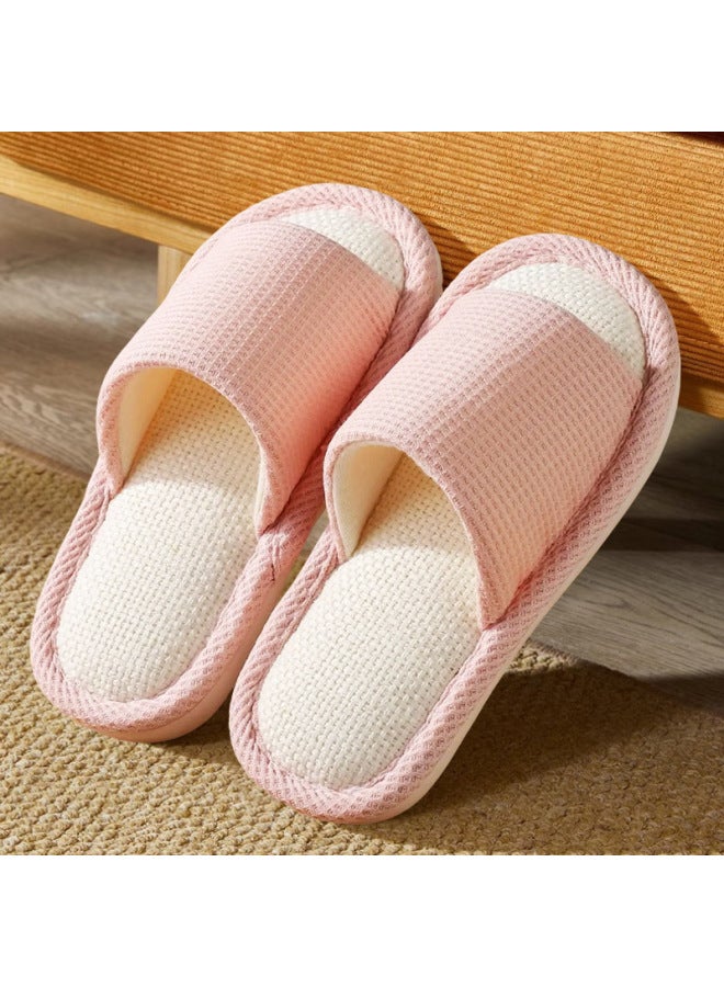 Spring And Autumn New Children's Cartoon Panda Linen Slippers For Large Children Indoor Home Non-slip Non-cool Feet Parent-child Slippers