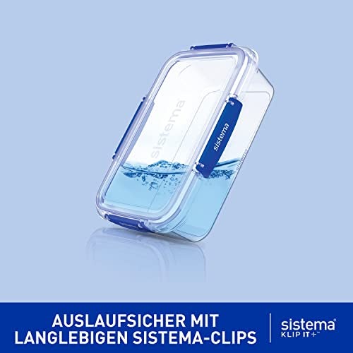 Sistema KLIP IT PLUS Leakproof Food Storage Containers 1 L Airtight Stackable Meal Prep Containers with Lids BPAFree 3 Count - Image 3