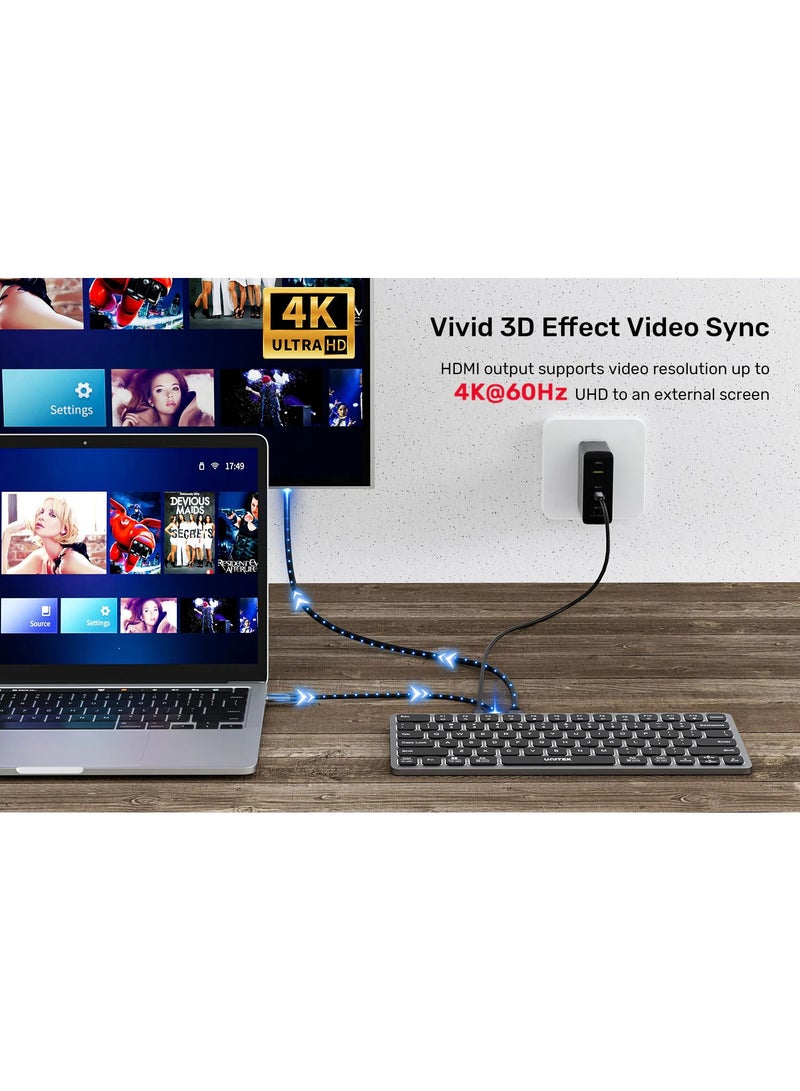9-in-1 USB-C Hub with Keyboard- Support  3 x USB 3.0 Ports, HDMI 2.0, SD/Micro SD, Audio Jack & 100W PD Charging