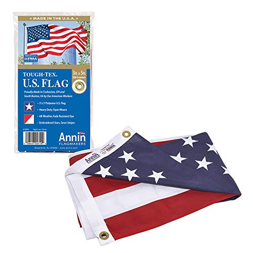 Annin Flagmakers (2710) Tough-Tex American Flag, Made in USA, 3 x 5 Feet, Polyester - Image 1