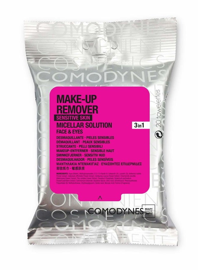 COMODYNES Make Up Remover Towels for Face and Eyes, Oats (Sensitive skin) - 20 ea - Image 1