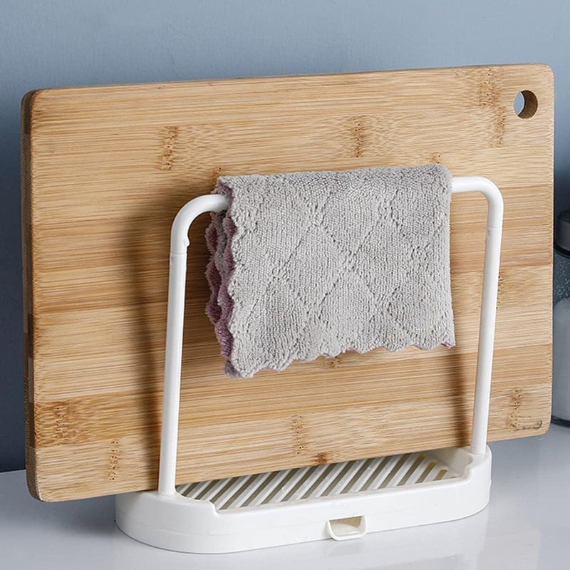IBAMA White Plastic Kitchen Sink Racks Double Dishcloth Sponge Stand Hangers Drain Design Kitchen Storage Racks Organizers Kitchen Accessories - Image 5