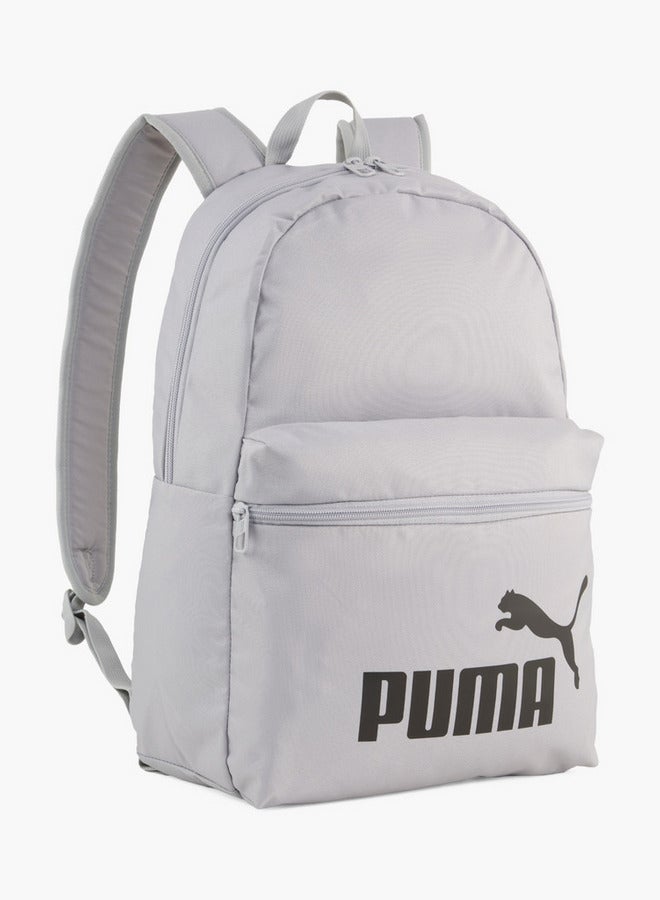 PUMA Logo Print School Backpack with Adjustable Straps and Zip Closure  - Image 1