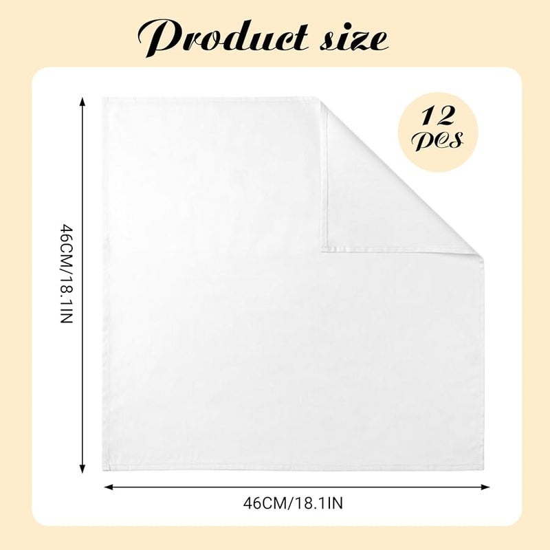 White Polyester Napkins 18x18 Inch 12PCS Washable Reusable for Dining Weddings - Image 4