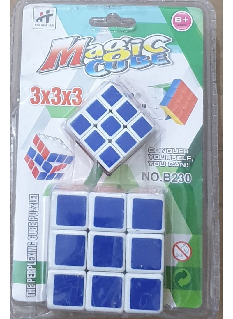3x3x3 Magic Cube Puzzle for Kids Aged 6+ - Blue and White Color Twisting Brain Teaser