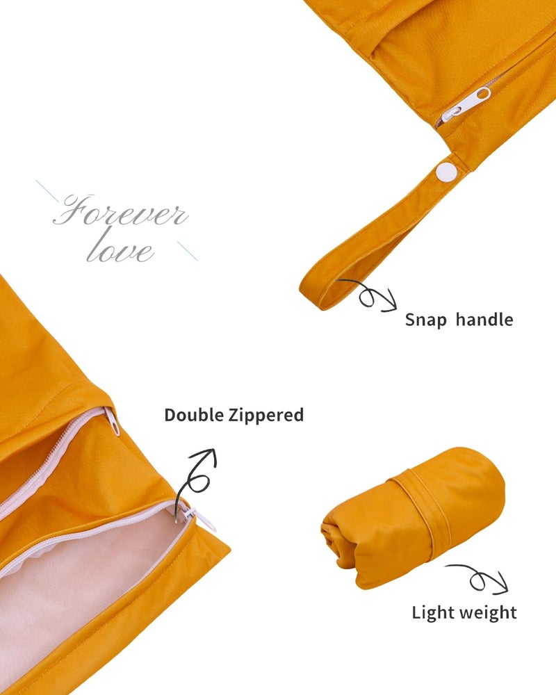 ALVABABY 3 Cloth Diaper Wet Dry Bags Waterproof Reusable with Two Zippered Pockets Travel Beach Pool Daycare Soiled Baby Items Yoga Gym Bag for Swimsuits or Wet Clothes Small medium Large 3L-SML03 - Image 2