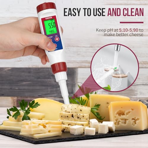 GIDIGI Smart pH Meter for Food, GIDIGI Digital Food pH Tester, Accurate Canning pH Test Kits with ATC, Professional Fermenting pH Test Pen, Spear pH Probe for Bread Cheese Sushi Rice Sourdough Sauce Meat - Image 3