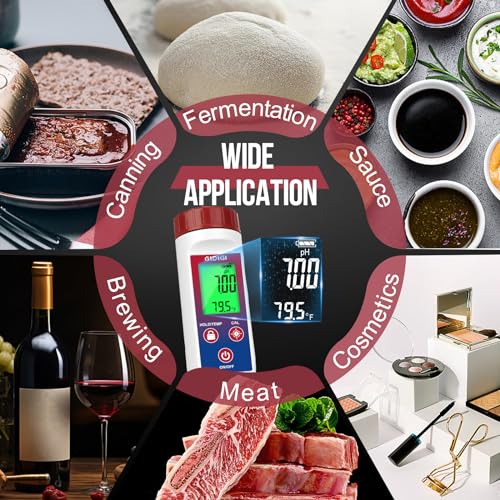 GIDIGI Smart pH Meter for Food, GIDIGI Digital Food pH Tester, Accurate Canning pH Test Kits with ATC, Professional Fermenting pH Test Pen, Spear pH Probe for Bread Cheese Sushi Rice Sourdough Sauce Meat - Image 5