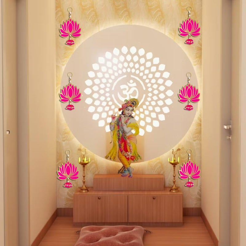 Laxmita Perfection Lotus HANGINGS Festive Wall Decor Torans & Wedding Decor/Diwali Decor Torans/Ganesh Chaturthi Decor Backdrop/Door Bandarwal Torans with Lotus (Pack of 6) - Image 1