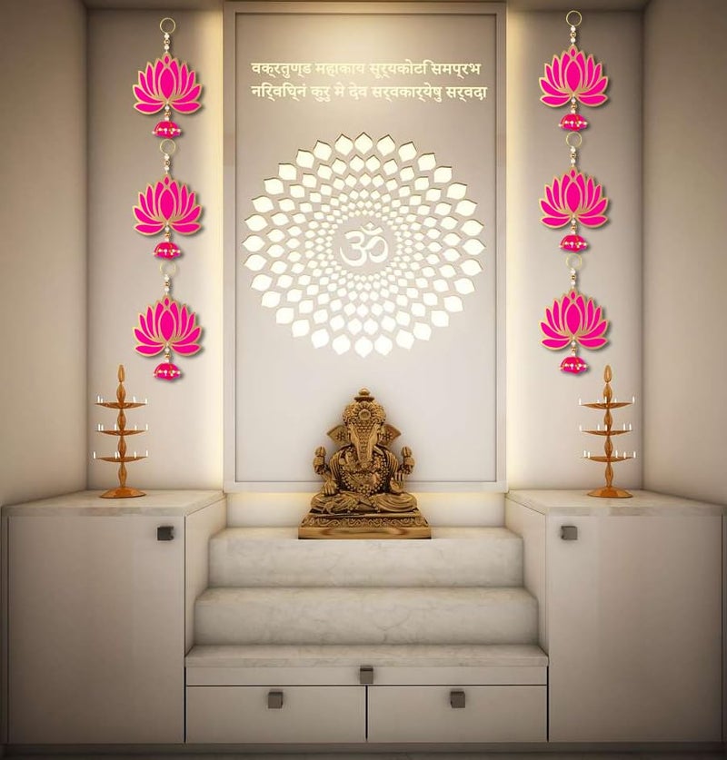 Laxmita Perfection Lotus HANGINGS Festive Wall Decor Torans & Wedding Decor/Diwali Decor Torans/Ganesh Chaturthi Decor Backdrop/Door Bandarwal Torans with Lotus (Pack of 6) - Image 5