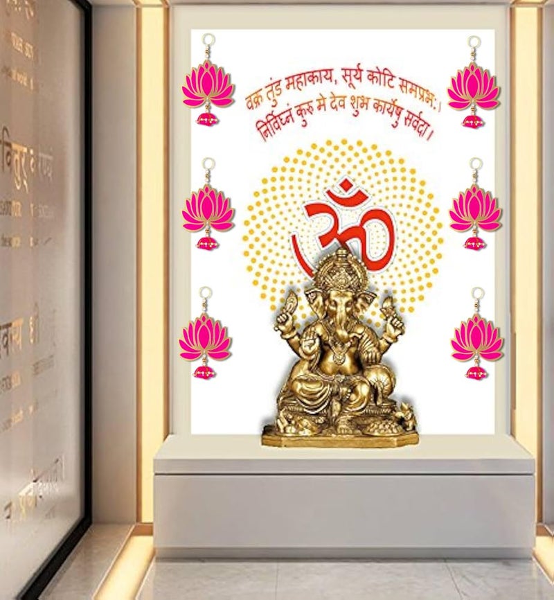 Laxmita Perfection Lotus HANGINGS Festive Wall Decor Torans & Wedding Decor/Diwali Decor Torans/Ganesh Chaturthi Decor Backdrop/Door Bandarwal Torans with Lotus (Pack of 6) - Image 2