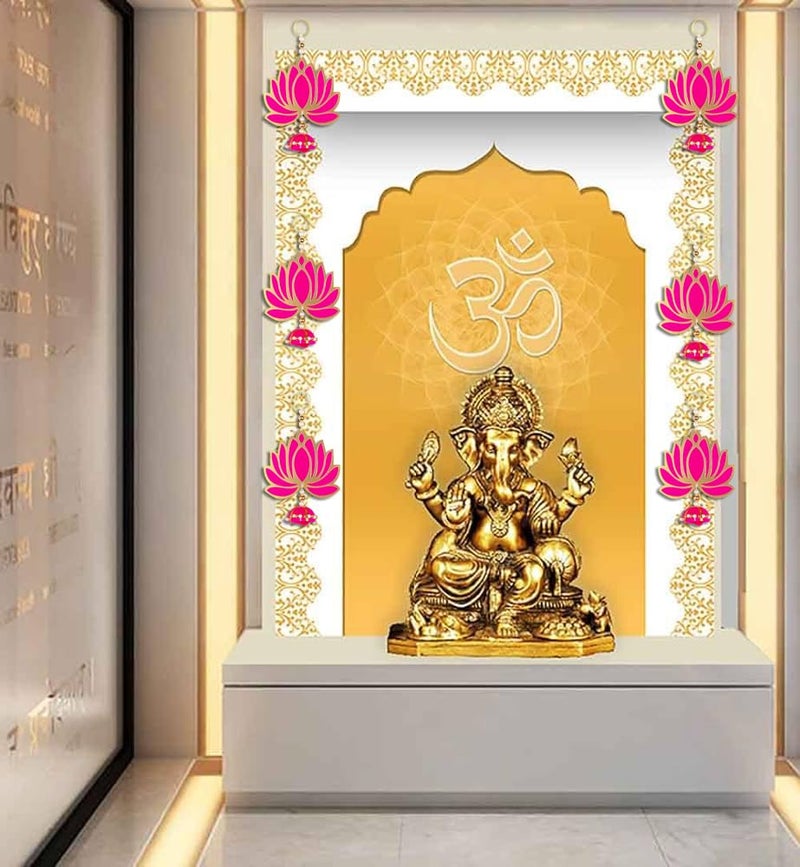 Laxmita Perfection Lotus HANGINGS Festive Wall Decor Torans & Wedding Decor/Diwali Decor Torans/Ganesh Chaturthi Decor Backdrop/Door Bandarwal Torans with Lotus (Pack of 6) - Image 3