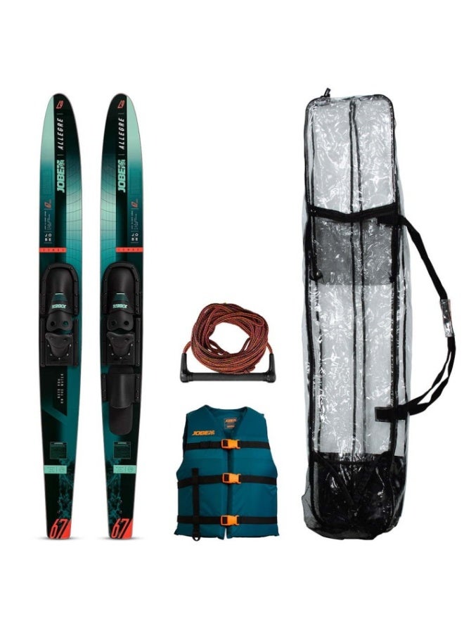 JOBE ALLEGRE 67" COMBO WATER SKIS ATLANTIC GREEN PACKAGE - Image 1