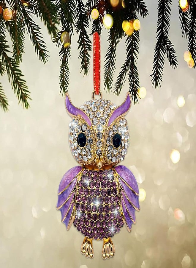 JUESMOS Owl Christmas Ornament 2025 Purple Owl Ornament for Christmas Tree Decorations Small Xmas Keepsake Gifts for Animals Lovers Metal Bird Gifts Keepsake for Women Girls Sister Kids - Image 2