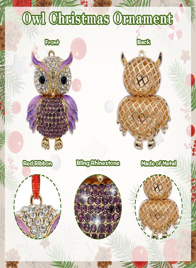 JUESMOS Owl Christmas Ornament 2025 Purple Owl Ornament for Christmas Tree Decorations Small Xmas Keepsake Gifts for Animals Lovers Metal Bird Gifts Keepsake for Women Girls Sister Kids - Image 3