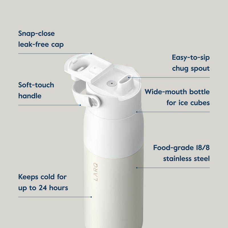 LARQ Bottle Swig Top 23oz - Insulated Stainless Steel Water Bottle With Built-In Silicone Handle | Thermos, BPA Free | Reusable Water Bottle for Sports, Gym, and Travel, Granite White - Image 3